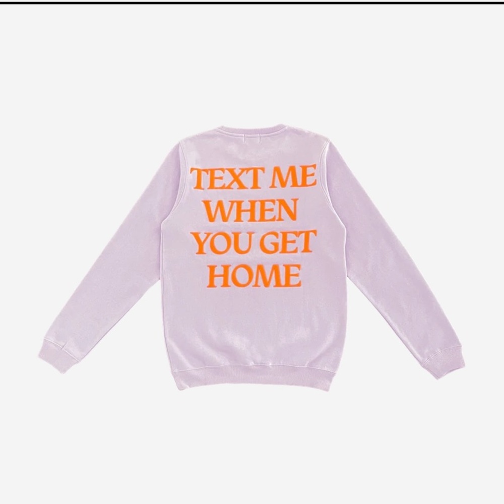 Lonely Ghost Text Me Crewneck - Lavender with Orange